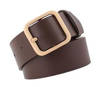 ZDETGU PU-Ledergürtel für Damen mit Rechteckiger Schnalle - Stilvoller, Hellbrauner Modegürtel für Hosen und Kleider und Bequemer Taillengürtel (100 cm * 3,3 cm)