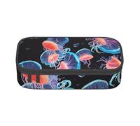 ZDFHKYDY Coral Reef Große Kapazität Büro Federmäppchen für Erwachsene, tragbare Schreibwarentasche für Stifte, Marker und Zubehör - 21 x 9,5 x 5 cm, Bunte Quallen, Einheitsgröße, Taschen-Organizer