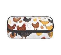 ZDFHKYDY Coral Reef Große Kapazität Büro Federmäppchen für Erwachsene, tragbare Schreibwarentasche für Stifte, Marker und Zubehör - 21 x 9,5 x 5 cm, Hühnermuster, Einheitsgröße, Taschen-Organizer