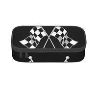 ZDFHKYDY Coral Reef Große Kapazität Büro Federmäppchen für Erwachsene, tragbare Schreibwarentasche für Stifte, Marker und Zubehör - 21 x 9,5 x 5 cm, Schwarz-weiße Formel; kariertes Flaggenmuster