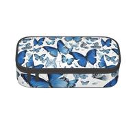 ZDFHKYDY Coral Reef Große Kapazität Büro Federmäppchen für Erwachsene, tragbare Schreibwarentasche für Stifte, Marker und Zubehör - 21 x 9,5 x 5 cm, Blaue Schmetterlinge, Einheitsgröße