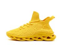 ZDFQLGV Herren Sneaker - Leichte Laufschuhe mit Cloud-Dämpfung atmungsaktivem Strick-Obermaterial Sock-Schaft & modernem Design Ideal für Freizeit Walking Fitness Gelb EU 43