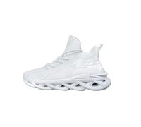 ZDFQLGV Herren Sneaker - Leichte Laufschuhe mit Cloud-Dämpfung atmungsaktivem Strick-Obermaterial Sock-Schaft & modernem Design Ideal für Freizeit Walking Fitness Weiß EU 42