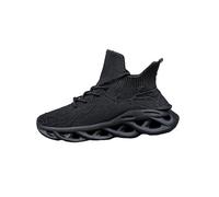 ZDFQLGV Herren Sneaker - Leichte Laufschuhe mit Cloud-Dämpfung atmungsaktivem Strick-Obermaterial Sock-Schaft & modernem Design Ideal für Freizeit Walking Fitness Schwarz EU 44