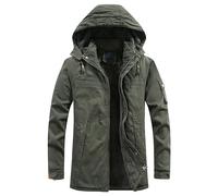 ZDJSWJ Parker Herren Verdickung Mantel mit Kapuze, Casual, Armee, warm, Mantel mit Kapuze, groß und hoch, Arbeitsmantel, Winter, Militärgrün, XXXL