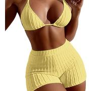 Zdprkqzvz Bikinis für Teenager, Mädchen, Badeanzug, gepolstert, Push-Up-Damen-Badeanzüge, zweiteilig, athletisch, Jungen, Shorts, sportliche Badeanzüge
