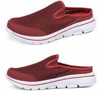 ZDQ Clogs Damen Sommer Herren Leicht Gartenschuhe Slip on Pantoletten Outdoor Hinten Offen Hausschuhe Mesh Strand Sandalen Atmungsaktiv Pantoffeln rutschfest Schlappen Bequeme Sabots Rot 39