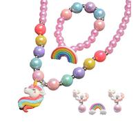 ZEACCT 5 Stück/Set Kinder Schmuck Set, Prinzessin Schmuck Set, Einhorn Schmuck Mädchen Set, Prinzessin Halskette Set, Mädchen Perlenkette Set, für Kinder Mädchen Party
