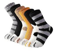 ZEACCT 6 Paar Katzenpfoten Socken, Korallen-Fleece-Katzensocken, Pfotensocken, Korallen-Fleece-Socken, Flauschige Katzensocken, Freizeitsocken, Katze Baumwollsocken, für Frauen und Mädchen