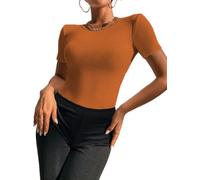 Zeagoo Bluse Damen Crop Top Slim Fit Wickel Kurz Shirt T-Shirt Feinstrick BustierOberteil Einfarbig Elegant Kurzarm Soft Casual Kurzarmshirt Tunika Shirt Frauen Dünne Kurze Ärmel Orange M