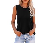 Zeagoo Damen Basic Top Ärmellose T Shirt Blusentop Einfarbig Tank Top Rundhals Oberteile Weste Schwarz XXL