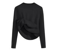 Zeagoo Damen Pullover Thermo Strickpullover Winter Warm Fleece Sweater Elegant Dicker Winterpullover Schwarz XXL
