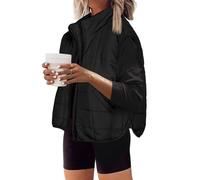 Zeagoo Damen Weste Kurz Winterweste Ärmellose Steppweste Outdoor Reißverschlüsse Warme Damenwesten Übergangsjacke Herbst Thermoweste Schwarz S