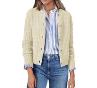 Zeagoo Strickjacke Damen Langarm Cardigan Rundhals Knöpfen Strick Jacke Open Front Strick Sweater Elegant Strickjacken für Damen Beige XXL