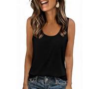 Zeagoo Tank Top Damen Sommer Ärmellos Oberteile Basic U-Ausschnitt Tops Lässig Frauen Tanktop Einfarbig Loose Tank Shirt Schwarz M