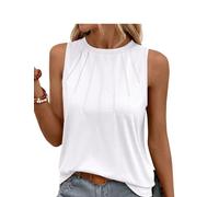 Zeagoo Tank Top Damen Sommer Blusentop Rundhals Top Ärmellose T Shirt Lockere Weste Elegant Oberteile Weiß XS