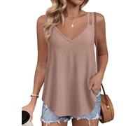 Zeagoo Tank Top Damen Sommer Tanktops Frauen Ärmellos Oberteile Elegant Spaghetti Cami Bluse Locker Tshirt Lotus Rosa L