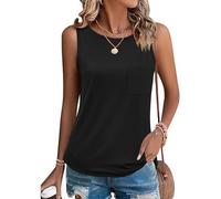 Zeagoo Top Schwarz Damen Elegant Sommer Basic Tank Tops Ärmellose T Shirt Rundhals Oberteile Einfarbig Weste Lässige Blusentop Schwarz XXL