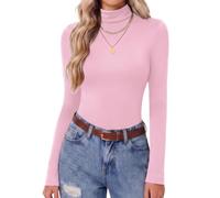 Zeagoo Tshirt Damen Basic Stretch Tops Elegant Slim Fit Rollkragen Shirt | Langarmshirt Damen | Stretch Unterziehshirt | Dünne Rollkragenpullover | Einfarbig Unterziehrolli | Herbst Winter XS-XXL