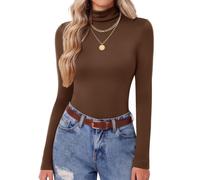 Zeagoo Tshirt Damen Basic Stretch Tops Elegant Slim Fit Rollkragen Shirt | Langarmshirt Damen | Stretch Unterziehshirt | Dünne Rollkragenpullover | Einfarbig Unterziehrolli | Herbst Winter XS-XXL