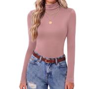 Zeagoo Tshirt Damen Basic Stretch Tops Elegant Slim Fit Rollkragen Shirt | Langarmshirt Damen | Stretch Unterziehshirt | Dünne Rollkragenpullover | Einfarbig Unterziehrolli | Herbst Winter XS-XXL