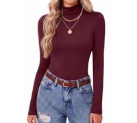 Zeagoo Tshirt Damen Basic Stretch Tops Elegant Slim Fit Rollkragen Shirt | Langarmshirt Damen | Stretch Unterziehshirt | Dünne Rollkragenpullover | Einfarbig Unterziehrolli | Herbst Winter XS-XXL