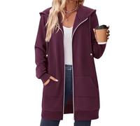 Zeagoo Women's Comfy Versatile Warm Knitted Casual Zip-Up Hoodie Jackets,Wine Red,XXL