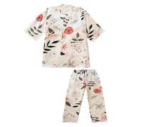 ZEALMAX Traditionelles Kimono-Pyjama-Shirt und Kurze Hose im chinesischen Stil, Baumwolle, Loungewear-Set, Spa-Bademantel für Damen, Mehrfarbig, 38