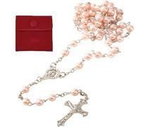 Zeaying 1 Stücke Rosenkranz Katholisch mit Samt Geschenkbeutel,Elegante Tragbare Rosenkranz Katholisch,Rosenkranz mit Retro-Kreuz,Rosenkranz Kommunion Mädchen,Geeignet für Hochzeiten, Kommunionfeiern