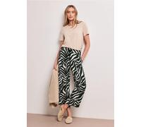 Culotte STREET ONE, Damen, Gr. 32, Länge 26, grün (pine grove grün), Stoff, 100% Viskose, bedruckt, loose fit knöchelfrei, Hosen Culotte, High Waist (14578869-32) pine grove grün