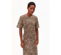 ZEBRA MUSTER JERSEY-MIDI-KLEID | Bio-Baumwoll Mix - beige (M)
