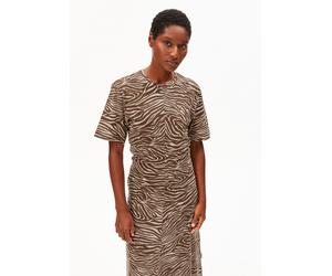 ZEBRA MUSTER JERSEY-MIDI-KLEID | Bio-Baumwoll Mix - beige (XL)