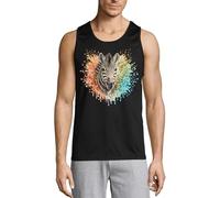Zebra Portrait with Colorful Splash Herren Baumwolle Tank Top T-Shirt Schwarz, Schwarz , XXL