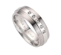 Zeeme Stainless Steel Ring Edelstahl glanz/matt mit weißem Zirkonia O 1/2