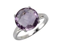 Fingerring ZEEME "925/- Sterling Silber rhodiniert Amethyst" Fingerringe Gr. 060 (19,1), 4,7 ct, Silber 925 (Sterlingsilber), weiß (weiß, lila) Damen Fingerringe (025242-60) weiß, lila