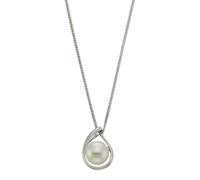 Zeeme Pearls Anhänger mit Kette 925/- Sterling Silber Perle weiß 45cm Glänzend