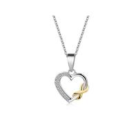 Zeeme Basic Anhänger mit Kette 925/- Sterling Silber zweifarbig Herz Zirkonia Einheitsgröße