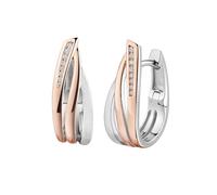 Zeeme Basic Damen Klappcreolen 925/- Sterling Silber 2,1cm Glänzend Zirkonia mehrfarbig 064210011