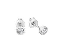 Zeeme Basic Damen Ohrstecker 925/- Sterling Silber 0,5cm Glänzend Zirkonia weiß 273220520R