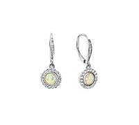 Zeeme Basic Ohrringe Silber 925 rhodiniert mit weißem syn. Opal 28mm lang Einheitsgröße