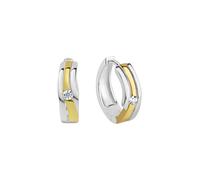 Zeeme Creolen »925/- Sterling Silber bicolor mit Zirkonia«, mehrfarbig