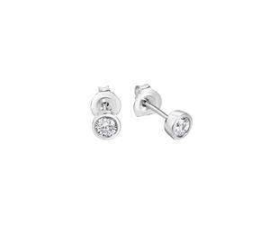 Zeeme Basic Ohrstecker Silber 925 rhodiniert mit Zirkonia weiß 4mm Einheitsgröße
