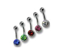 Bauchnabelpiercing ZEEME "Set 5-teilig 316L CHS Swarovski Kristalle", bunt (mehrfarbig, bunt), Piercings, Damen, Edelstahl (604221-0) mehrfarbig, bunt