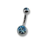 Bauchnabelpiercing ZEEME "Titan silberfarben Kristall dunkelblau", silber (silbergrau, blau), Piercings, Damen, Titan (595835-0) silbergrau, blau