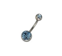 Bauchnabelpiercing ZEEME "Titan silberfarben Kristall hellblau" Piercings grau (grau, hellblau) Damen (055582-0) grau, hellblau