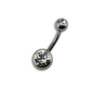 Zeeme Piercing »Titan silberfarben Kristall weiß 8mm«, grau