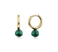Zeeme Gemstones Creolen 925/- Sterling Silber vergoldet Malachit Einheitsgröße