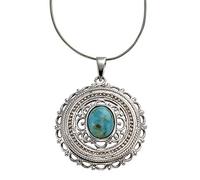 Zeeme Gemstones Damen Halskette 925/- Sterling Silber 42+5cm Glänzend Türkis weiß 500245284