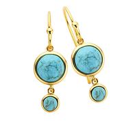 Zeeme Gemstones Damen Ohrringe 925/- Sterling Silber 3,0cm Glänzend Türkis gelb 360230458