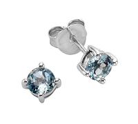 Zeeme Gemstones Damen Ohrringe 925/- Sterling Silber 0,5cm Glänzend Blautopas beh. weiß 273220605